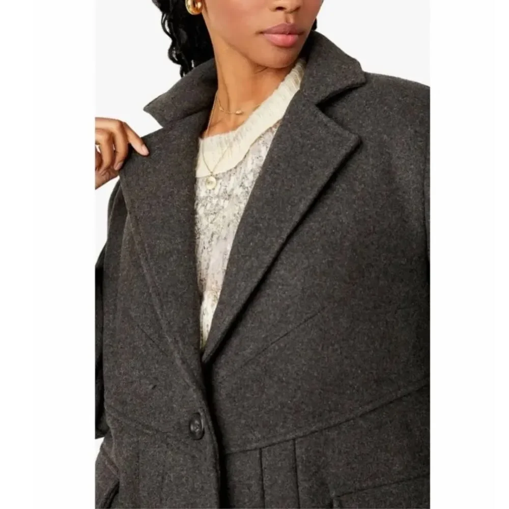 Free People Victoria Flared Wool-Blend Coat, NWT, Size M